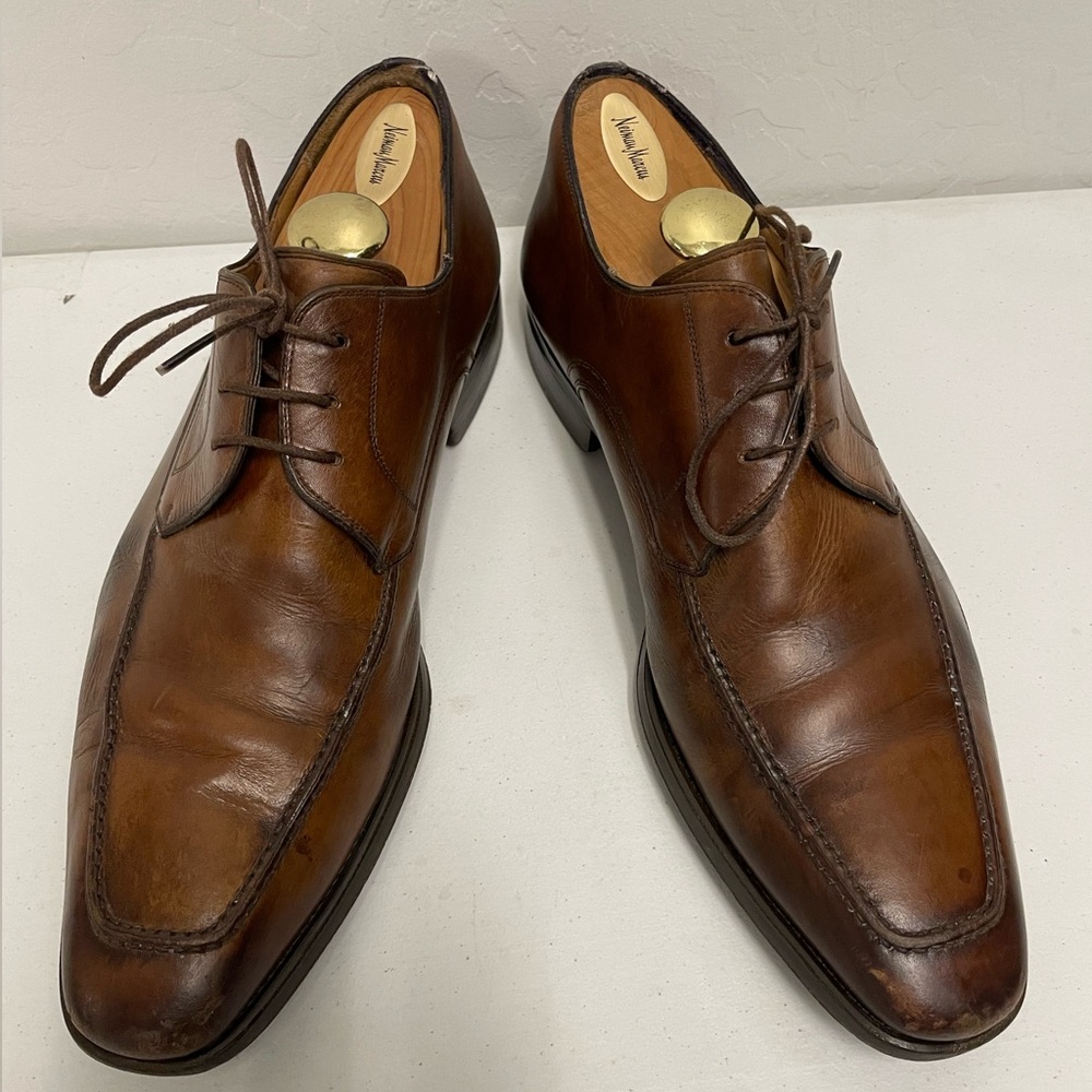 Magnanni Cognac Brown Leather Derby Shoes